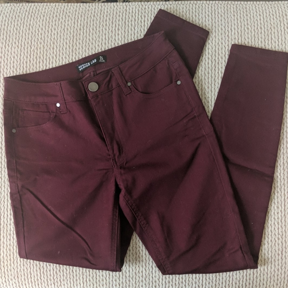 Design Lab Skinny Jeans - Maroon